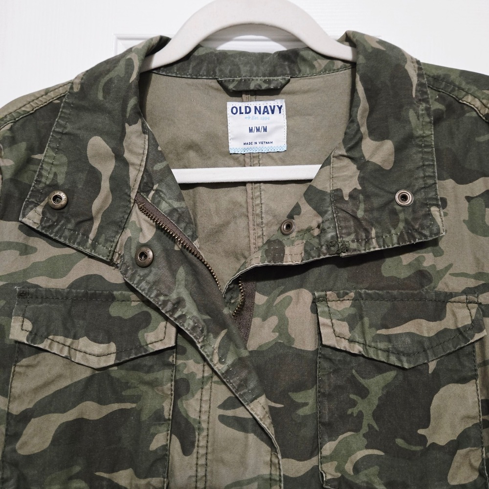 Old Navy Womens Camouflage Military Utility Jacket M Medium Drawstring Pockets